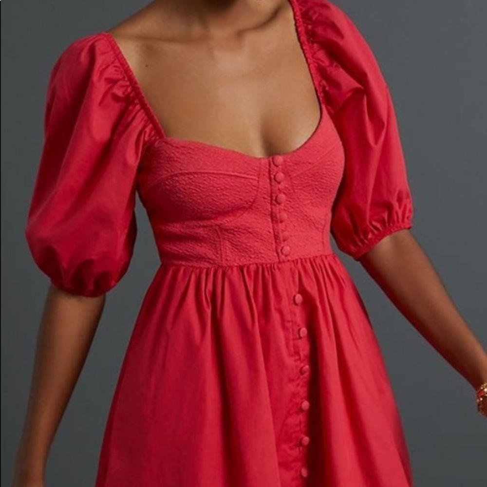 Anthropologie Maeve Puff- Sleeved Sweetheart Mini Dress Size Small New with Tag